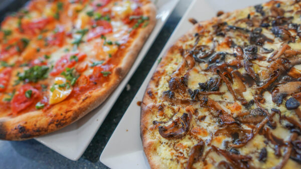 Homemade Margherita and Mushroom Pizza