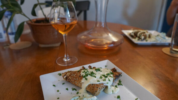 Orange Wine with Mushroom Crepe