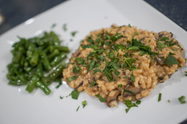 Mushroom Risotto and Green Beans