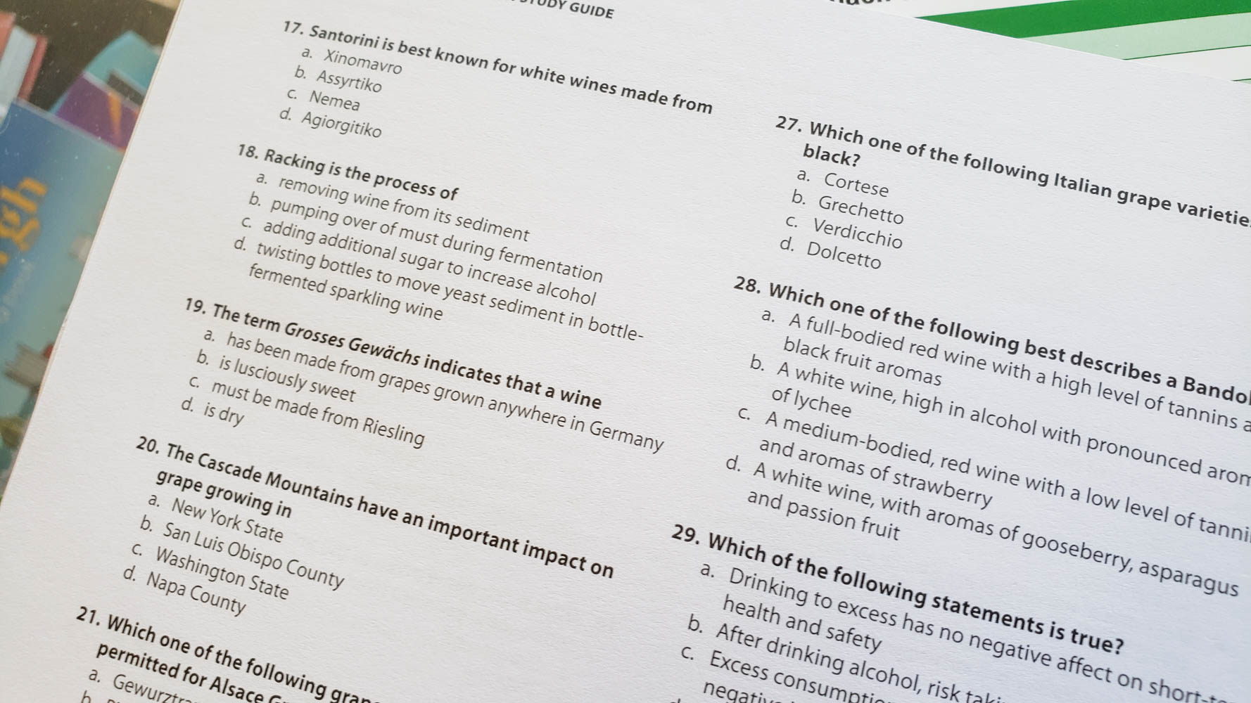 Example Questions for WSET Level 3 Exam