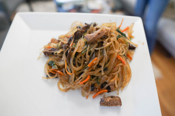 Korean Japchae with Muscat Blanc