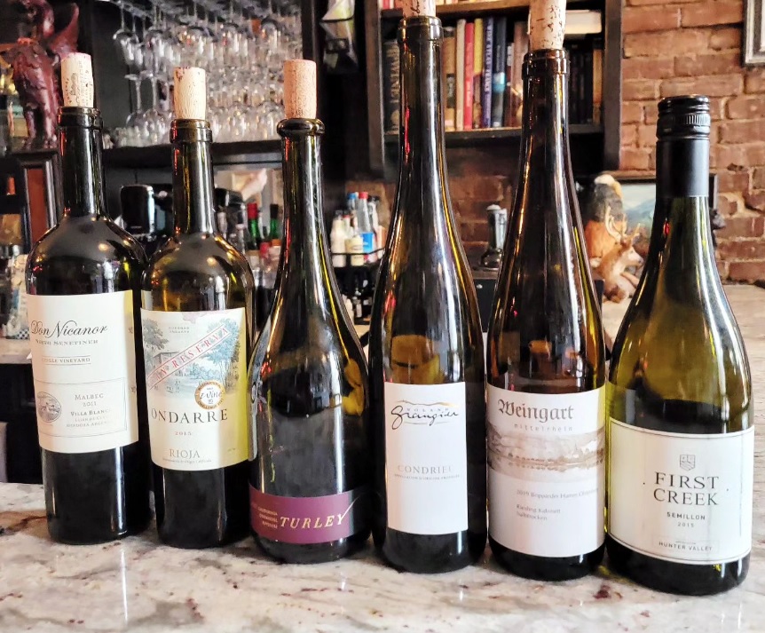 Wine Lineup from a Blind Tasting