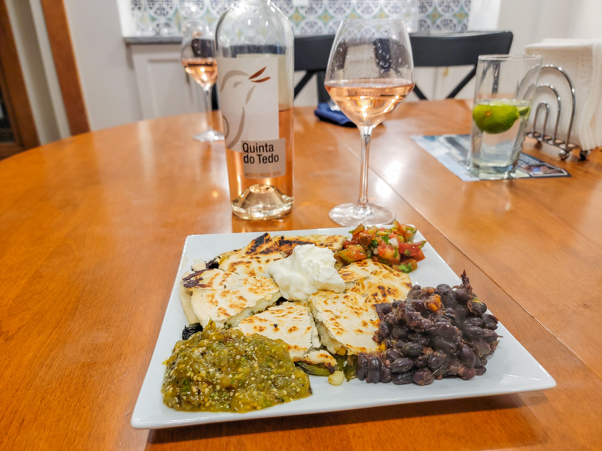 Portuguese Rose Food Pairing - Quesadilla